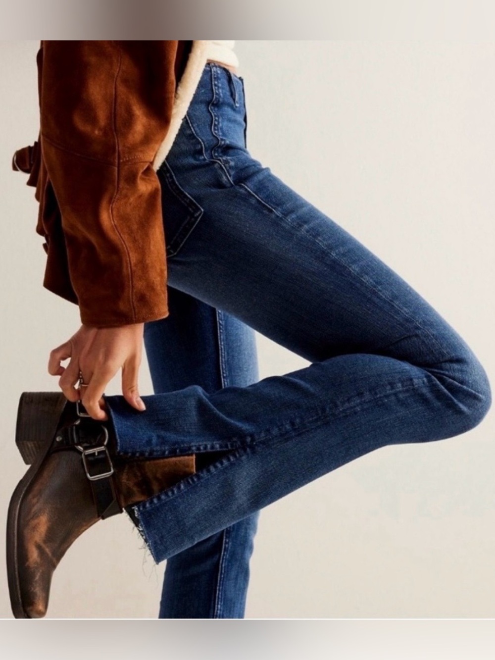 We The Free People Level Up Slit Bootcut Jeans size 29 Y2K 70s Retro Rock Raw